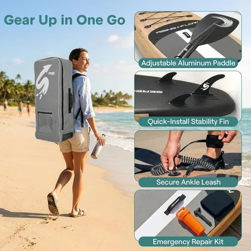 Miniatura 8 de SereneLife Tabla de Paddle Inflable de Pie - Diseño Amplio y Estable, Cubierta Antideslizante para Adultos y Jóvenes con Accesorios Premium