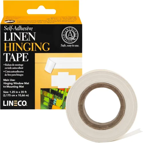Lineco - Cinta adhesiva de tela que actúa como bisagra de 1,25 pulgadas x 35 pies. Cinta de tela blanca, Blanco