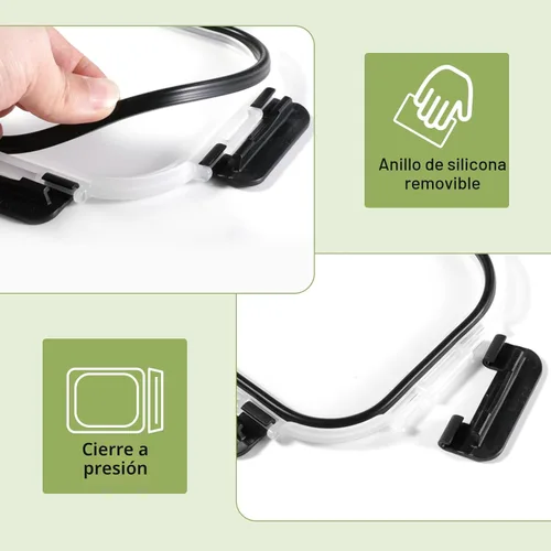 Miniatura 7 de Paquete de 8 recipientes de vidrio borosilicato con tapas para almacenar alimentos o preparar comidas, loncheras Bento a prueba de fugas