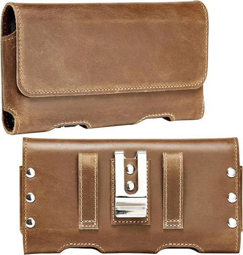 Miniatura 9 de BECPLT Funda de cuero genuino para teléfono con clip para cinturón para iPhone 17 Pro Max 16 Pro Max 15 Pro Max 15 Plus 14/13/12 Pro Max Galaxy S25+