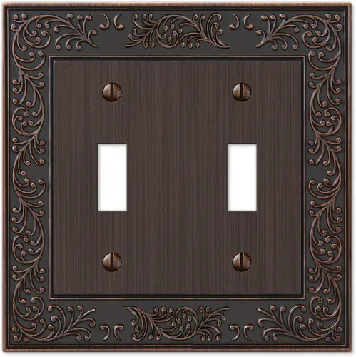 Miniatura 7 de Amerelle 43RRAN English Garden Placa de Pared, 2 Rocker, Metal Fundido, Níquel Antiguo, Paquete de 1