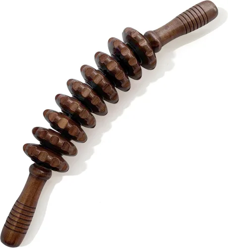 Miniatura 13 de Rodillo de masaje de terapia de madera con puntos de activación miofasciales de liberación, herramienta de masajeador para reducción de celulitis