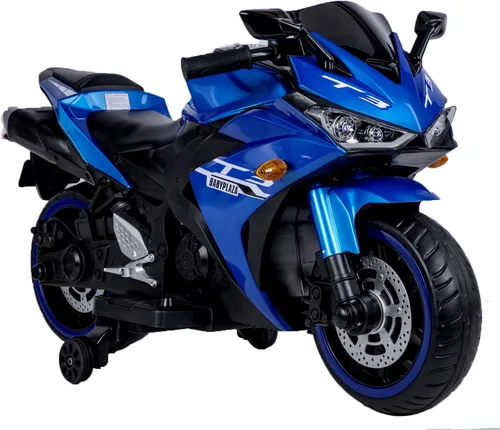 Miniatura 3 de Tamco - Motocicleta para niños, motocicleta de 12 V para niños de 3, 4, 5, 6 años con ruedas de entrenamiento, velocidad a mano, freno de pie, Azul