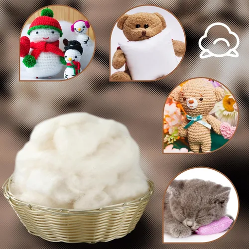 Miniatura 5 de Relleno de Algodón de 250g/0.55lb para Animales de Peluche, Almohada Suave, Relleno de Fibra de Algodón Natural, para Juguetes, Decoraciones