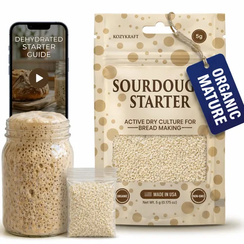 Cultivo básico de masa madre - Levadura seca silvestre deshidratada para hornear pan artesanal casero - Orgánico, sin OMG, fresco, duradero y apto