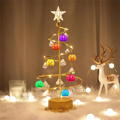 Miniatura 13 de Foto personalizada de árbol de Navidad, luces personalizadas para árbol de Navidad de 1 a 10, imagen familiar, mesa de metal, luz nocturna de árbol