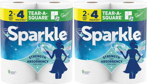 Miniatura 9 de Sparkle Tear-A-Square - Toallas de papel cuadradas, 2 rollos dobles (220 hojas en total), toallas fuertes de 2 capas para limpieza de cocina