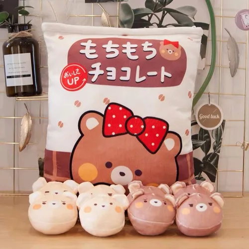 Miniatura 6 de Nenalayo Linda Bolsa de Juguete de Peluche de Oso de Chocolate, Cojín Decorativo Suave, Juguetes de Animales de Peluche, Regalos Creativos