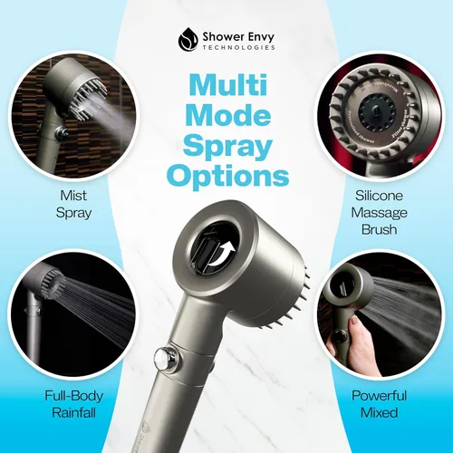 Miniatura 5 de Shower envy Pure X - Cabezal de ducha filtrado, alta presión, múltiples modos de pulverización, palanca de pausa de flujo, purificador de agua dura