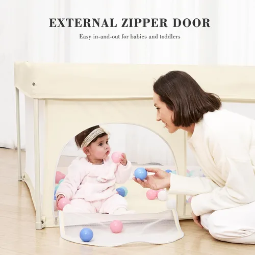 Miniatura 2 de Corralito plegable para bebés de 50 x 50 pulgadas, listo para usar fuera de la caja, para bebés y niños pequeños, patio de juegos portátil con malla