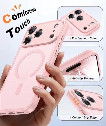 Miniatura 1108 de FNTCASE Funda para iPhone 17 Pro: Fundas delgadas translúcidas de color azul claro compatibles con MagSafe, protección completa de la cámara