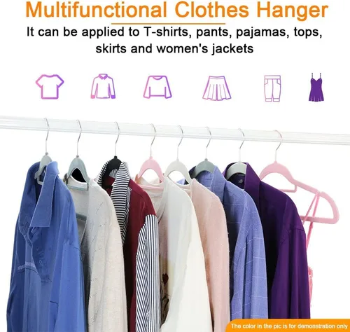 Miniatura 5 de Paquete de 50+10 perchas de terciopelo antideslizantes para ropa para trajes, perchas para ahorrar espacio de 15-20 libras, perchas resistentes