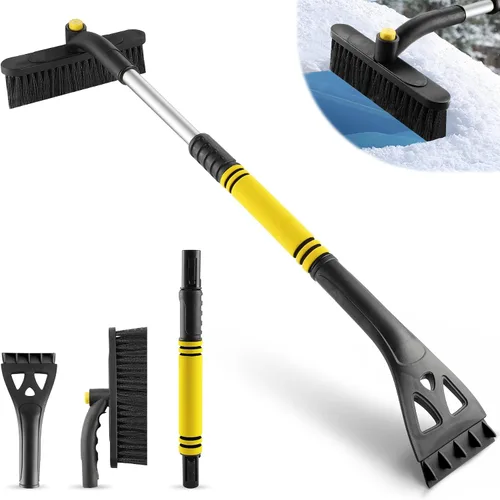 Miniatura 8 de LivTee Rascador de hielo y cepillo de nieve para parabrisas de automóvil, herramienta de eliminación de nieve extraíble de 24.75 pulgadas