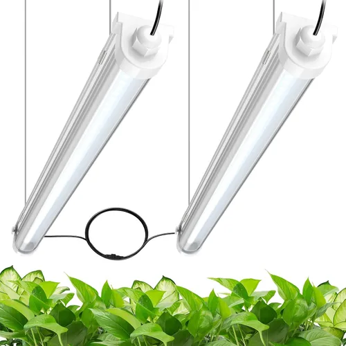 JESLED Luces de cultivo impermeables para plantas de interior, 2 pies de espectro completo 5000K LED para inicio de semillas, plántulas y verduras,
