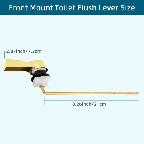 Miniatura 4 de Hygie Rinse Palanca de Manija de Inodoro de Metal de 2 Piezas Repuesto de Descarga, Manija de Inodoro Universal de Montaje Frontal con Cadenas