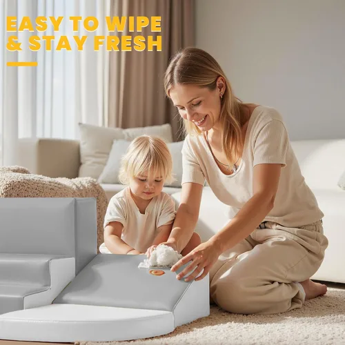 Miniatura 5 de Hoohtoot Bloques de escalada de espuma suave para niños pequeños: juego de cuero sintético de 6 piezas - Juguetes de escalada y gateo para niños