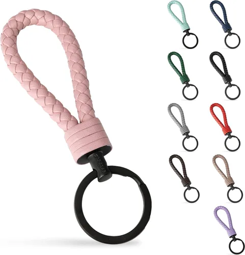 Miniatura 13 de SERASAR Leather Keychain [Strong] - with Additional Stainless Steel Key Ring for Small Keys - with Gift Box Rojo
