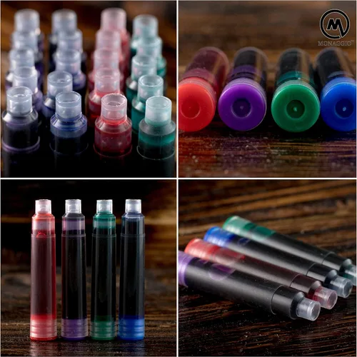 Miniatura 3 de MONAGGIO Cartuchos de tinta extra para la mayoría de las plumas estilográficas: 20 cartuchos de repuesto (5 rojos, 5 verdes, 5 azules, 5 púrpuras)