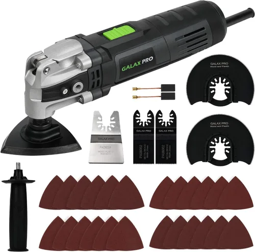 Miniatura 10 de GALAX PRO Multiherramienta oscilante 22000 OPM 2.0A, ángulo oscilante de 3 grados con 3 hojas de sierra, 1 placa de lijado de hoja semicírcula, 6