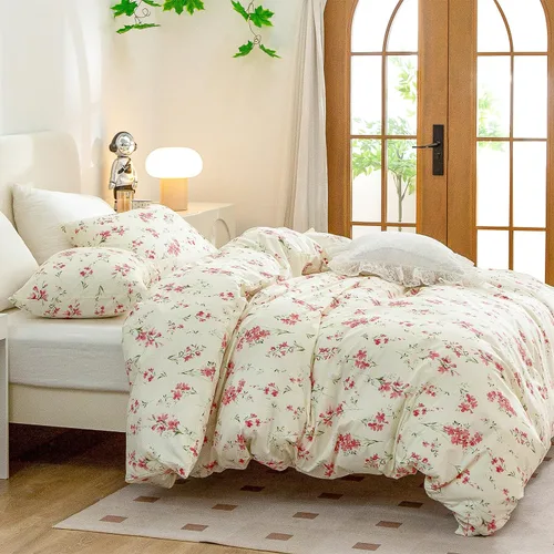 Miniatura 5 de Jane yre Juego de funda de edredón tamaño Queen floral, microfibra cepillada de 3 piezas, estilo jardín, patrón floral, con cierre de cremallera