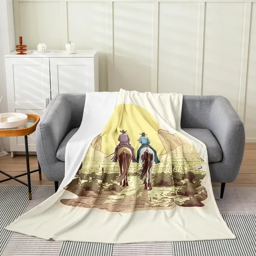 Miniatura 22 de Erosebridal Manta de vaquero occidental de 40 x 50 pulgadas, diseño del desierto americano del salvaje oeste americano, ilustración dibujada a mano