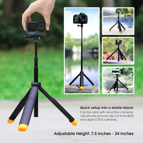 Miniatura 4 de SOONSUN Trípode flotante 4 en 1 para GoPro Hero 13 12 11 10 9 8 7 6 5 4 Session Max, AKASO, SJCAM cámara de acción, extensión impermeable monopie