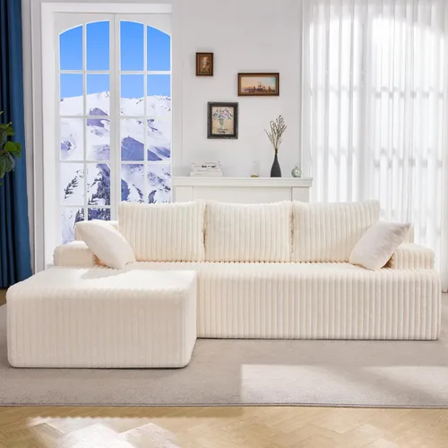 Miniatura 10 de Hobestluk Sofá modular modular sin hueso, sofá en forma de L, sofá modular de 3 asientos, sofá modular de espuma viscoelástica para muebles de sala