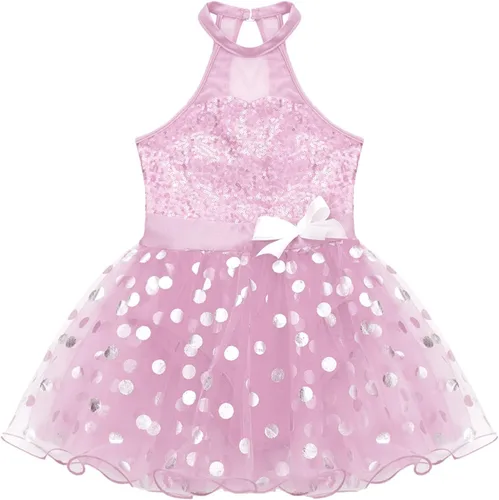 Miniatura 92 de CHICTRY Vestido tutú de ballet con lentejuelas brillantes para niñas y niñas, moderno disfraz de baile latino de jazz