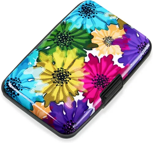 Miniatura 40 de Mayski Soporte para tarjetas de crédito, bloqueo RFID, funda rígida de aleación de aluminio, pequeña cartera de metal para mujeres y hombres