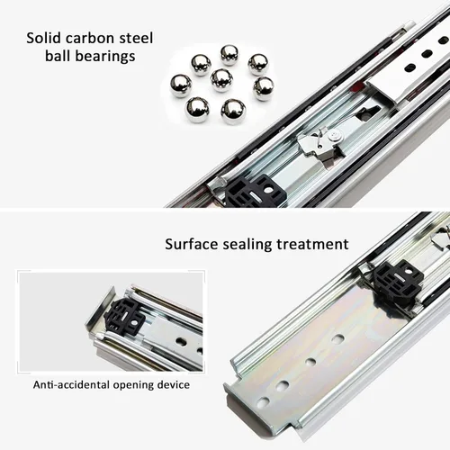 Miniatura 4 de 1 par de corredores de cajón industrial de 2.992 in de ancho, resistente, 485 lb, extensión completa con rodamientos de bolas con cerradura