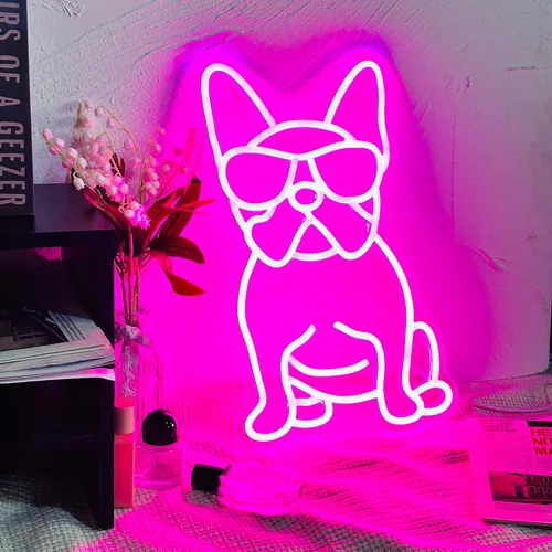 Miniatura 4 de Letrero de neón de Bulldog Francés con gafas LED de luces de neón Fench Bulldog Accesorios Decoración Frenchie Bulldog Francés Regalos