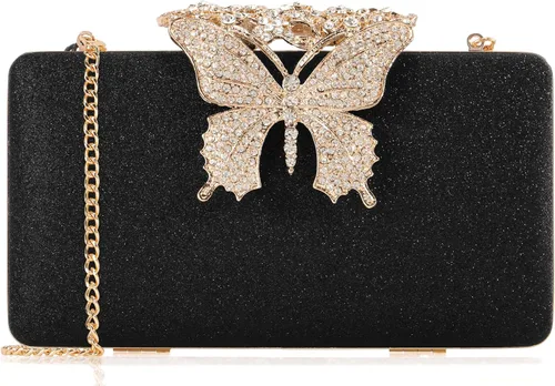 Miniatura 14 de Dexmay - Bolso de noche para mujer con cierre de mariposa y diamantes de imitación