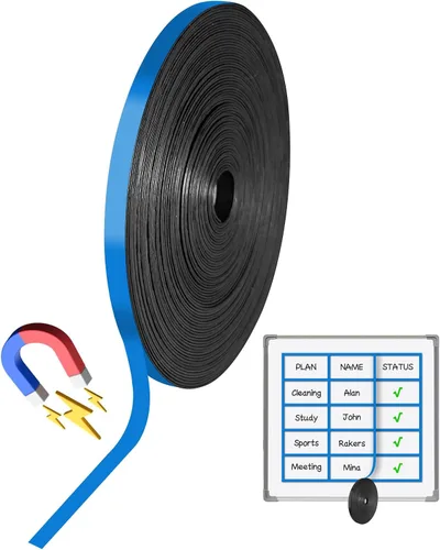 Miniatura 11 de Magnetic Tape Roll, 30ft x 1/4 Inch Magnet Tape for Whiteboard, Reusable Magnetic Whiteboard Borders & Dividers for Classroom, Office, Art (Black)