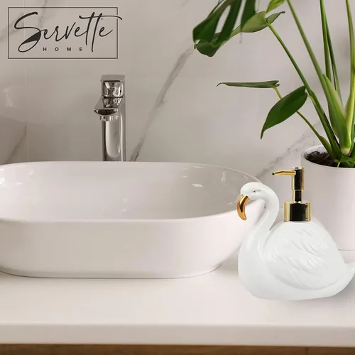 Miniatura 3 de Dispensador de jabón flamenco con bomba para fregadero de baño o cocina, cisne blanco