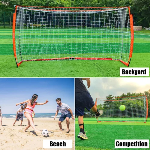 Miniatura 6 de Portería de fútbol para patio trasero Red portátil plegable de metal Fácil instalación Red portátil para todas las edades 1 par