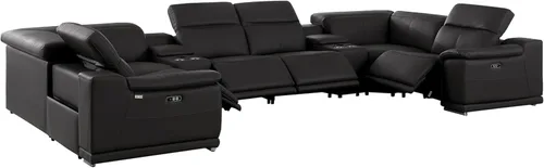 Miniatura 41 de BlackJack Furniture Venice - Juego de sofá reclinable seccional de cuero italiano de grano superior de 12 piezas con 4 reclinables eléctricos