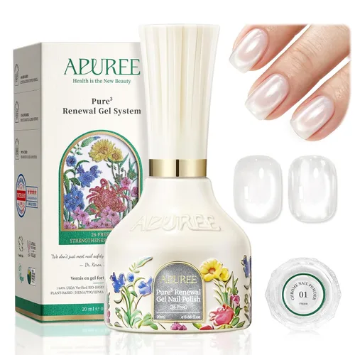 Miniatura 27 de APUREE Esmalte de uñas de gel fortalecedor: ámbar traslúcido Certificado USDA de base biológica Calidad de salón libre de HEMA Esmalte de gel