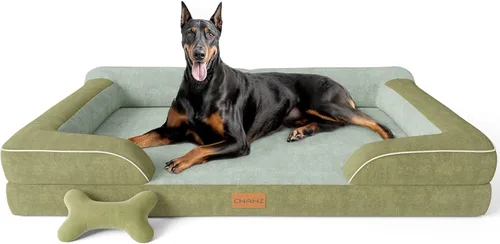 Miniatura 33 de CWAWZ Cama ortopédica para perros extra grandes, cama ortopédica para perros con espuma viscoelástica de gel refrescante, cama impermeable para Negro
