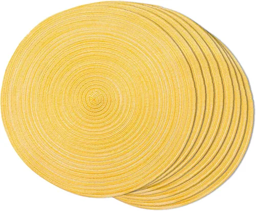 Miniatura 35 de FunWheat Juego de 4 manteles individuales redondos trenzados para mesas de comedor, manteles tejidos resistentes al calor, 15 pulgadas