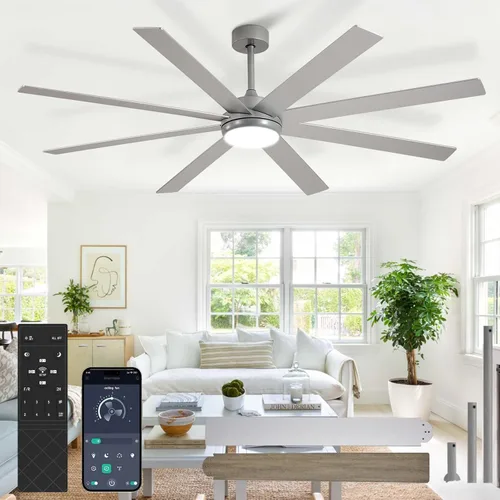 Miniatura 12 de Ventilador de Techo Grande con Luz: Ventilador Exterior de 100 Pulgadas - Ventilador de Techo Industrial con Control Remoto para Taller, Garaje