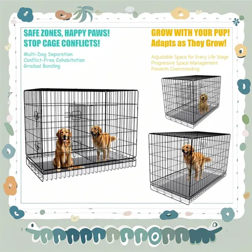 Miniatura 5 de Panel divisor de jaula para perros, paquete de 2 unidades de metal negro, compatible con 42 a 48 pulgadas y otros tamaños de jaulas, 28 pulgadas