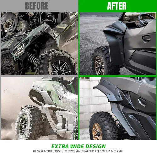 Miniatura 2 de SAUTVS XXL Defensas guardafangos más anchas para Kawasaki Teryx KRX4 1000, defensas guardabarros delanteras y traseras extendidas para Kawasaki