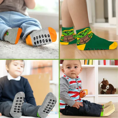 Miniatura 5 de Disney Baby Yoda - Calcetines para niños 10 unidades y calcetines para niños pequeños con pinzas calcetines antideslizantes para niños