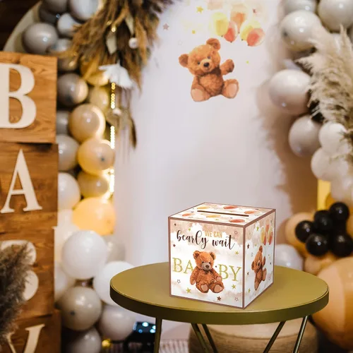 Miniatura 6 de Fumete 51 piezas Caja de tarjetas de rifa de pañales con osos con tarjetas de rifa de pañales insertadas, No podemos esperar, para baby shower
