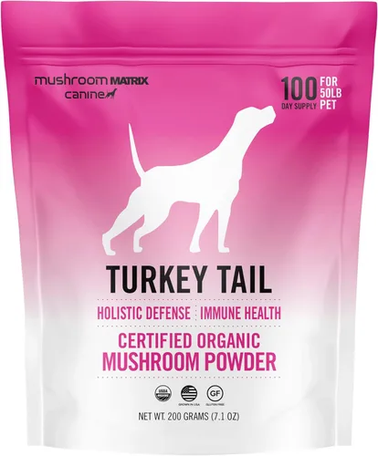 Polvo de suplemento para mascotas de seta cola de pavo de Mushroom Matrix, proporciona apoyo inmunológico y defensa holística para perros y gatos,