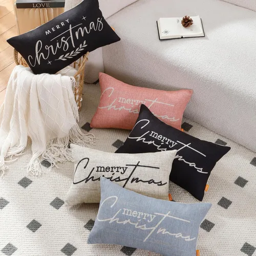 Miniatura 3 de Funda de almohada decorativa de Navidad de 12 x 20 pulgadas, funda de almohada lumbar de poliéster de Navidad, funda de cojín de granja para sofá