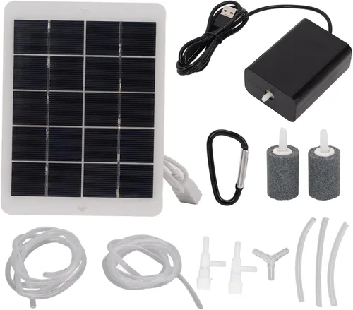 Alomejor Oxigenador solar Bomba de aire Interfaz de salida 3W 5V Aireador de oxígeno solar portátil para decoración de jardín de peces de estanque