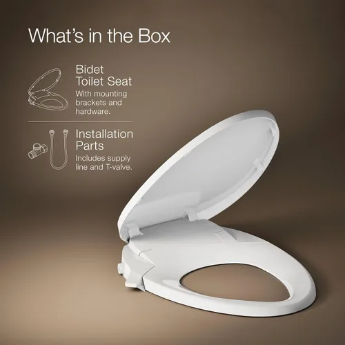 Miniatura 8 de Kohler PureWash M300 Asiento de Inodoro Bidé Manual Alargado, Mango Blanco, Tapa de Cierre Silencioso que Evita Golpes, Bidé de Inodoro, Fácil