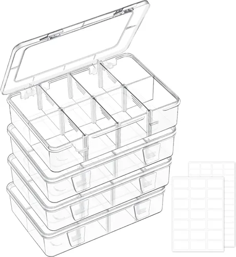 Miniatura 8 de Mauproy Caja Organizadora de Plástico Grande con 15 Rejillas y Divisores Ajustables, Organizador Transparente de Manualidades y Caja