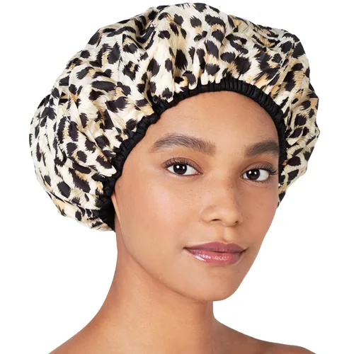 Miniatura 8 de Gorro de ducha y baño de nailon reutilizable, reversible, de gran tamaño, impermeable, gorros de ducha grandes diseñados para todas las longitudes